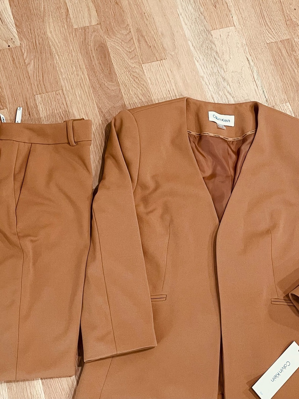 Calvin Klein Women's Camel Brown Blazer and Trousers Suit